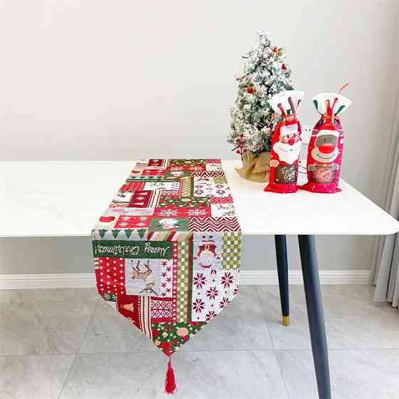 Різдвяна скатертина на стіл 170 см на 34 см різнобарвний Київ