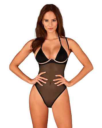 Прозоре боді Obsessive Selinne teddy XL/2XL Black, дрібна сітка, подвійні бретелі Sex Aura Київ