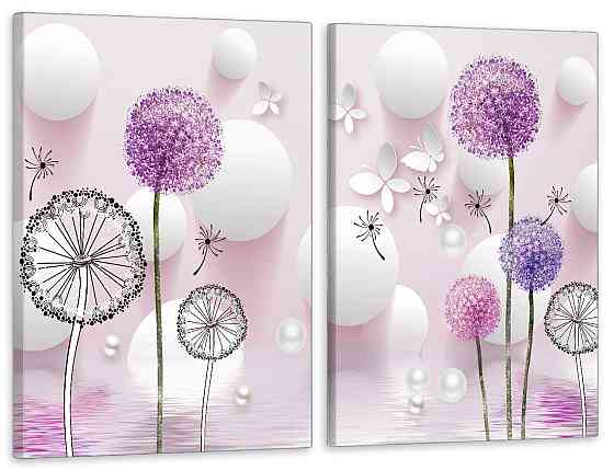 Модульная картина в гостиную / спальню  Білі кульки з Куль-бабами  TLV-2_087 70x102 см Київ