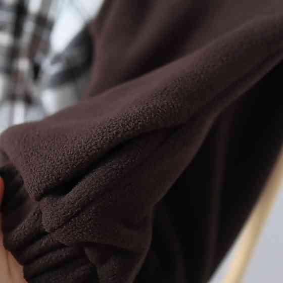 Флісовий дитячий коричневий костюм трійка  (худі+джоггери+сорочка в клітинку) Кам'янець-Подільський