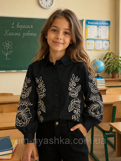 Підліткова чорна сорочка з вишивкою 134-152 Кривий Ріг - фото 10