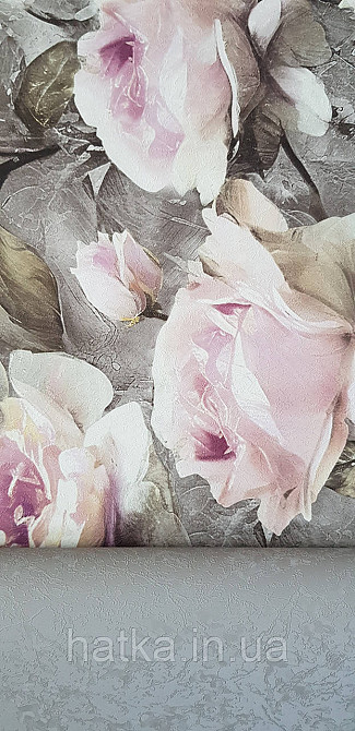 Обои виниловые на флизелине Sintra Adria метровые цветы розы крупные бежевые терракотовые коричневые Киев - изображение 3