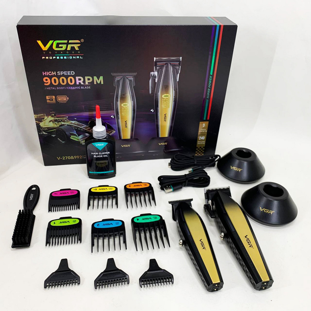 Профессиональная машинка для стрижки волос с насадками VGR V-270 V-992 GOLD, Електромашинка для стрижки YN-48 Львов - изображение 7