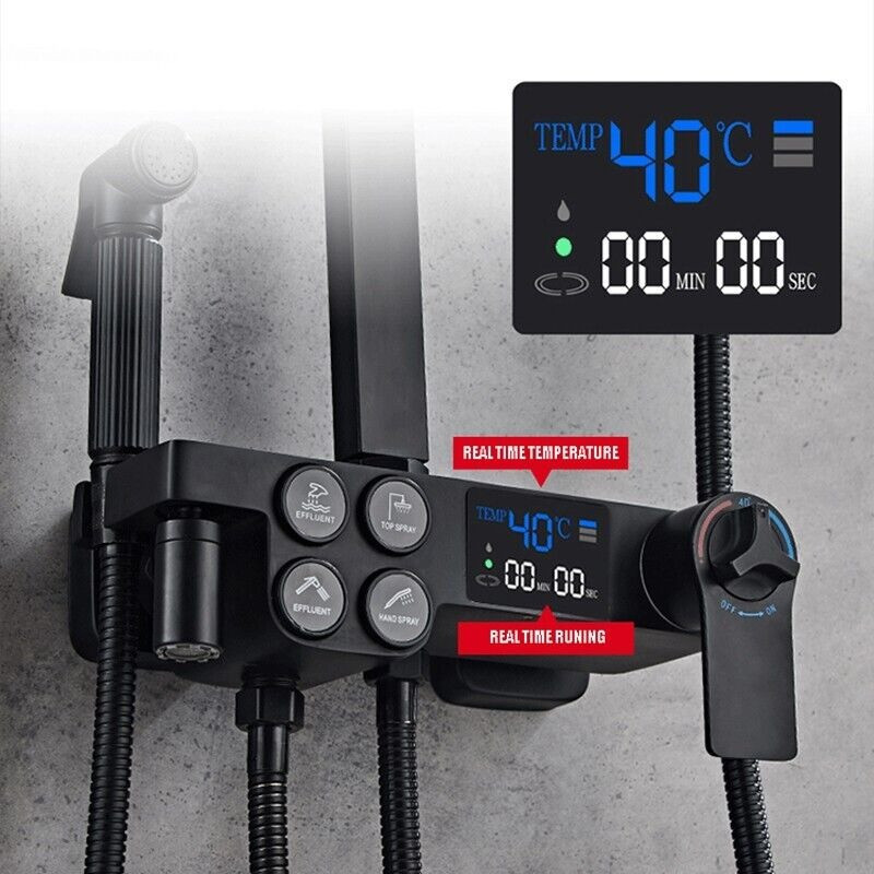 Душевая система хром черный,термостатический набор для душа-4 функции (245114600) Киев - изображение 3