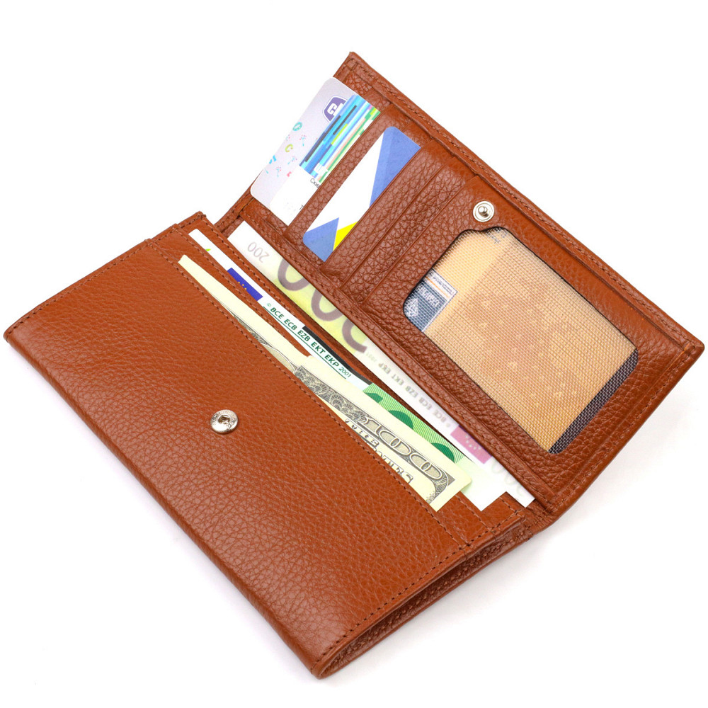 Женский удобный кошелек из натуральной кожи Коричневый (CANPELLINI) Киев - изображение 9