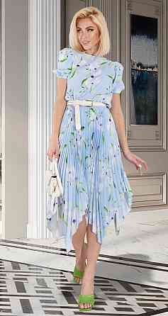 Красивое голубое платье плиссе (48) Киев