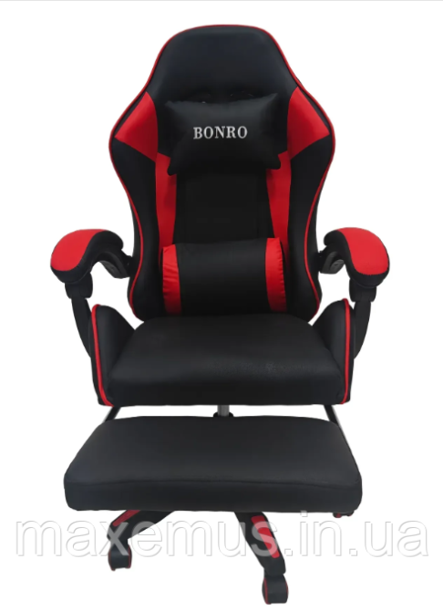 Кресло геймерское Bonro B945 Красное с подставкой для ног компьютерное игровое экокожа (до 120 кг) Мостиска - изображение 4