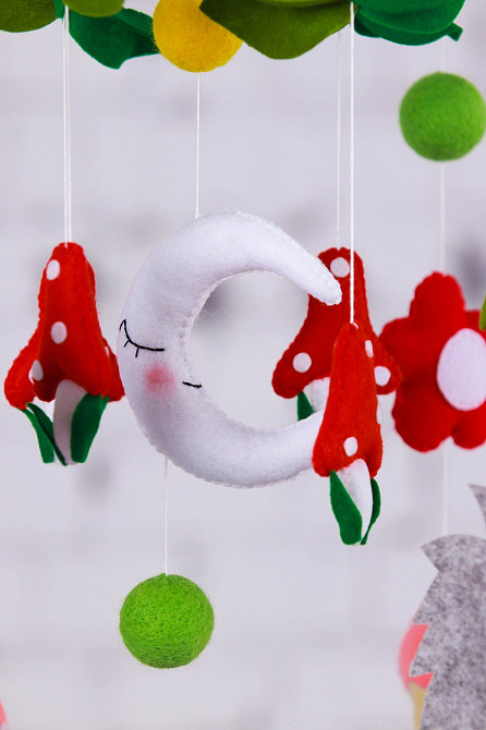 Дитячий мобіль на ліжечко для немовлят WooolyWool «Лісова полянка» Київ - фото 4