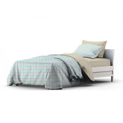 Постільна білизна Home Line Клітинка кухонна бежево-бірюзовий/бежевий, бязь, полуторний (184229) Вінниця - фото 2