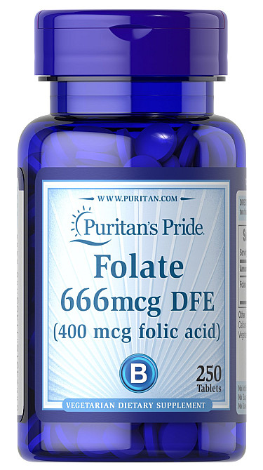 Фолиевая кислота (Folic acid), Puritan's Pride, 400 мкг 250 таблеток Киев - изображение 1
