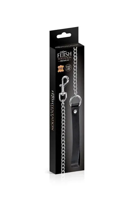 Повідець Fetish Tentation Premium Metal leash with cowhide leather wrist 115 см Львів - фото 2
