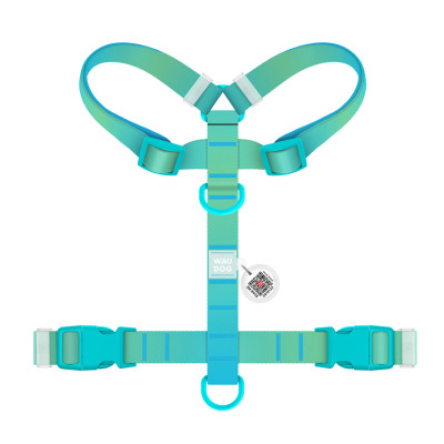 Шлей для собак WAUDOG Nylon Recycled анатомическая H-образная с QR-паспортом, пластиковый фастекс, L голубая (47532) Винница - изображение 2