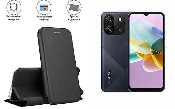 Чохол-книжка з силіконом для Blackview Oscal Flat 1C, чорний Київ