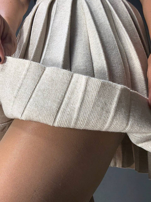 Спідниця жіноча A-N 9956 в’язана тепла у складку на резинці, бежевий, one size Київ - фото 17