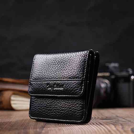 Мужской компактный кошелек из натуральной кожи Черный (Tony Bellucci) Киев