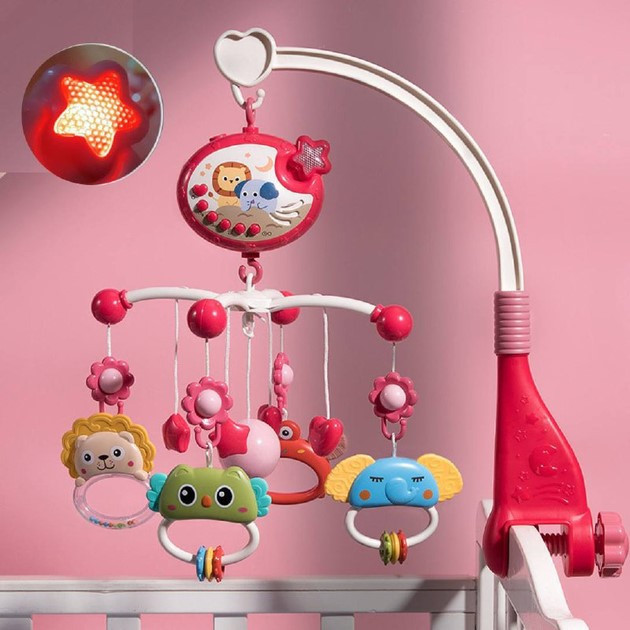 Музичний проектор карусель-мобіль-нічник з пультом та підвісними елементами Червоний (698-84-85) Чернігів - фото 4