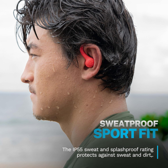 Бездротові спортивні навушники JLab Go Air Sport+ Bluetooth, IP55, 35+ год, Be Aware, Google Fast Pair, коралові Київ