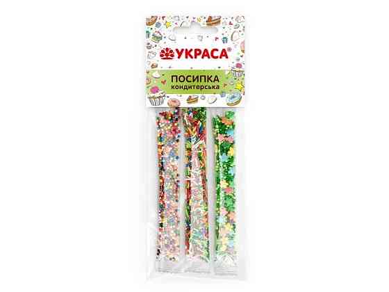 Посипка пасхальна Асорті №1 3 стіка 14гр ТМ УКРАСА Київ