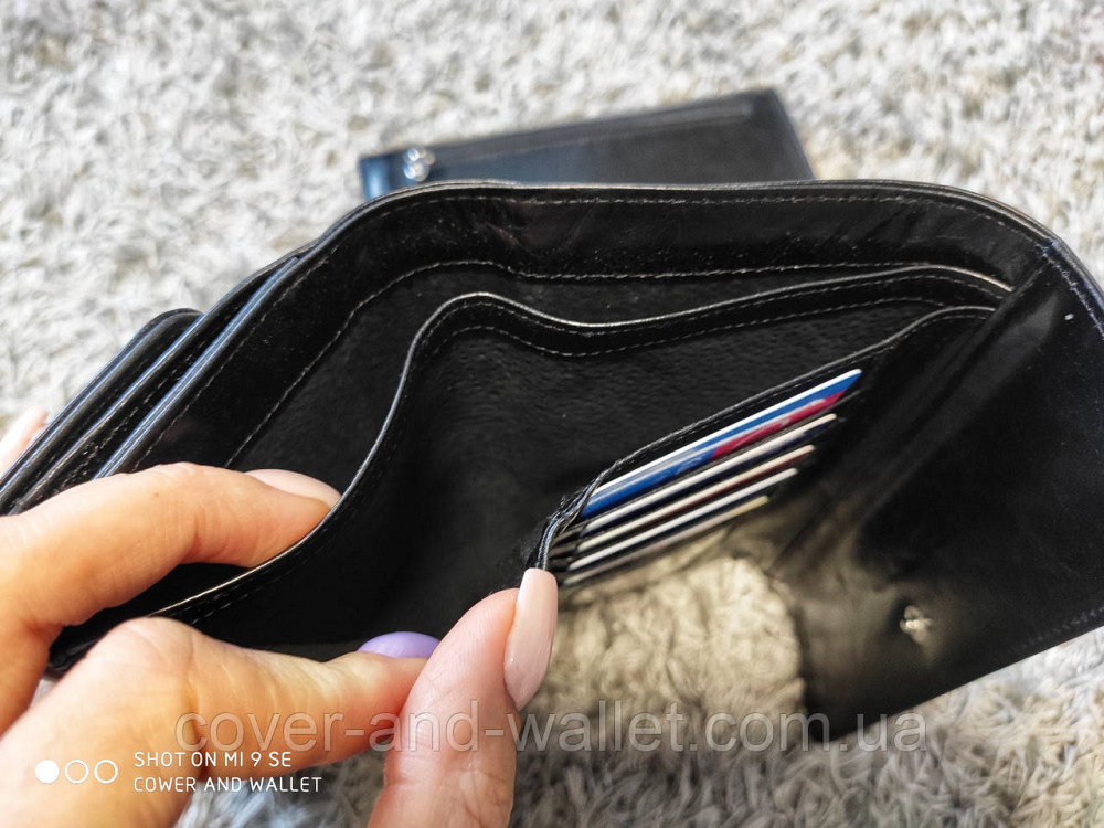 Черный женский кошелек из натуральной гладкой кожи на много карт Koffer Киев - изображение 5