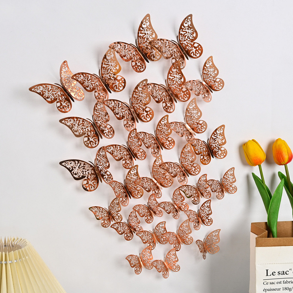 Бабочки интерьерные на стену 12 штук розовое золото Киев - изображение 1