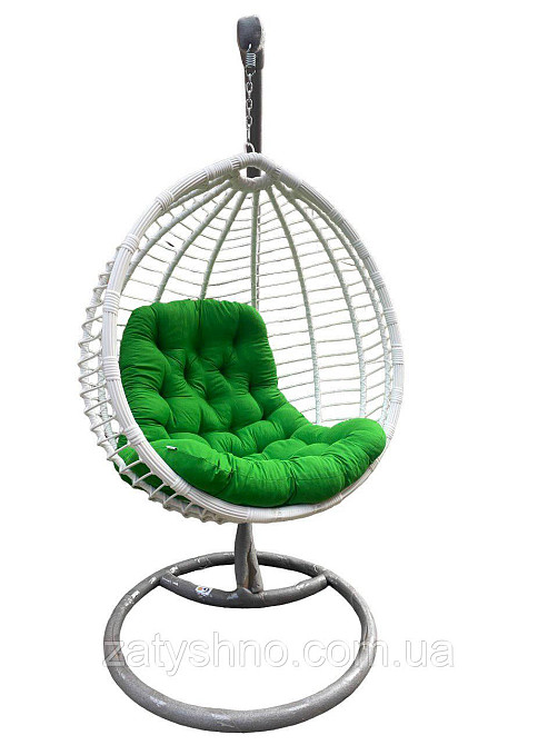 Кокон плетений із зеленою подушкою Київ - фото 1