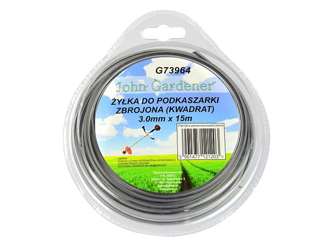 Жилка косарки "JohnGardener" армована квадратна 15м 3,0мм Стрий - фото 1