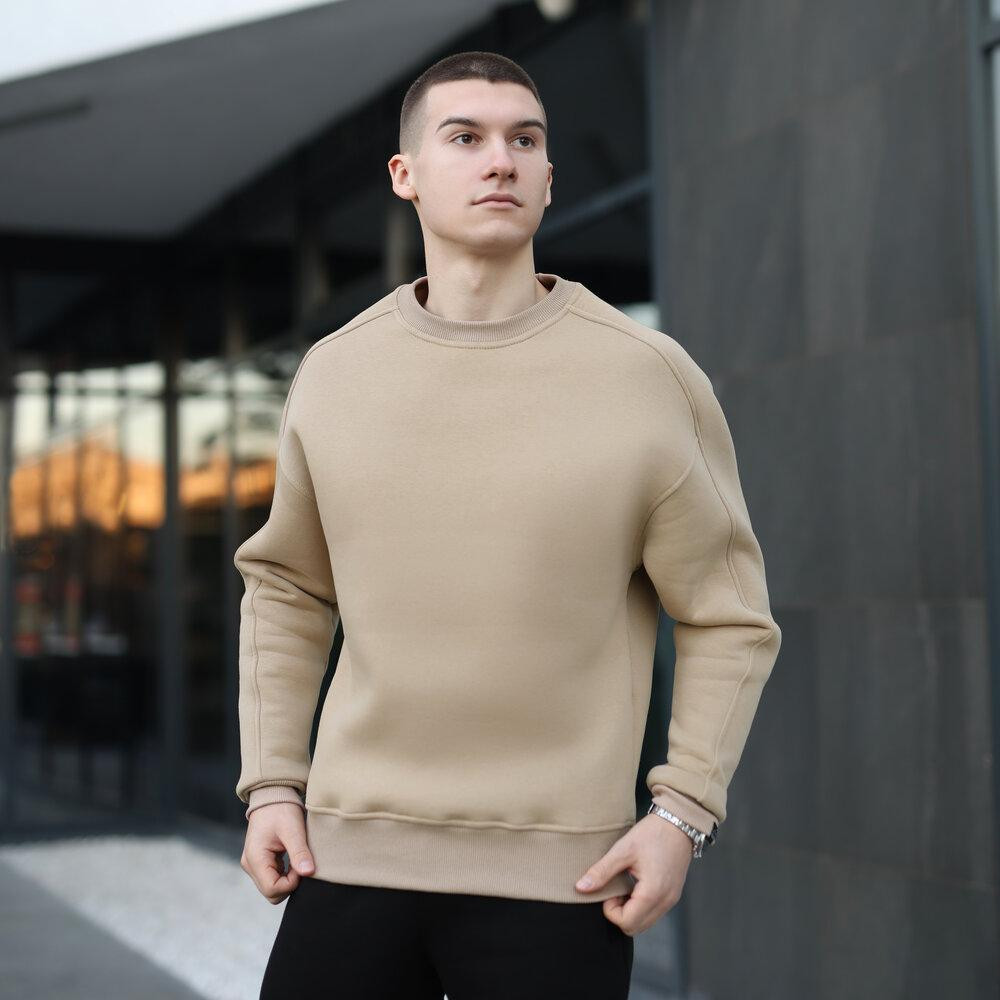 Бежевый свитшот теплый для мужчин. Оверсайз свитшот бежевый Pobedov Hubble Киев - изображение 5