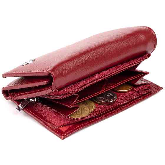 Горизонтальне портмоне зі шкіри жіноче на магніті ST Leather 19333 Бордове Київ