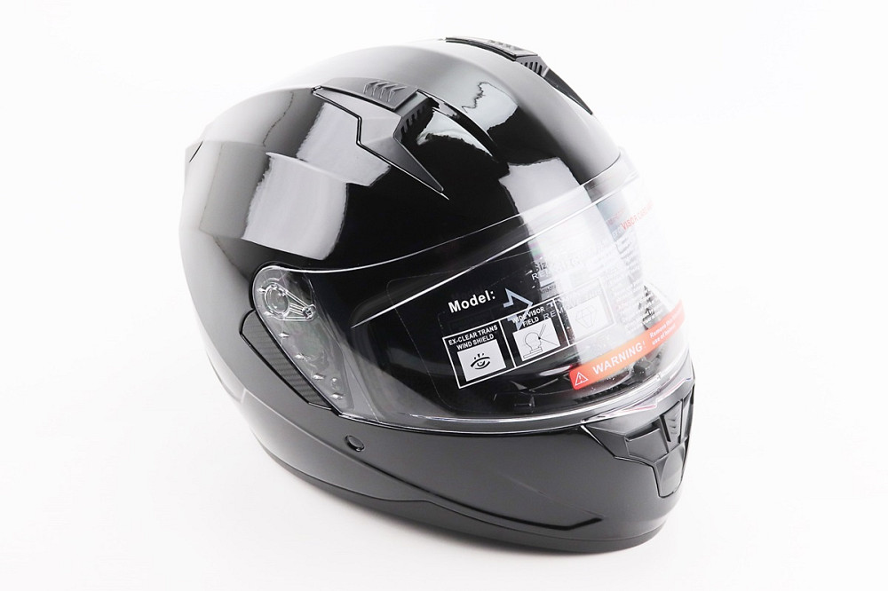 Шолом інтеграл, закритий (сертифікація DOT)+відкидні окуляри BLD-M67 L (59-60см), ЧОРНИЙ глянець Киев - изображение 1