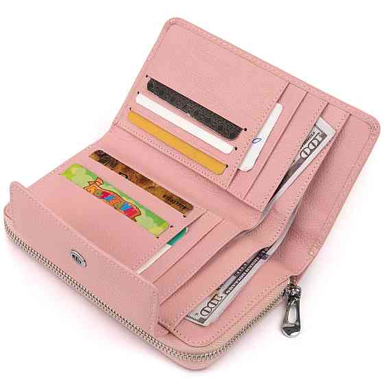 Гаманець зі шкіри на клямці ST Leather 19344 Рожевий Київ