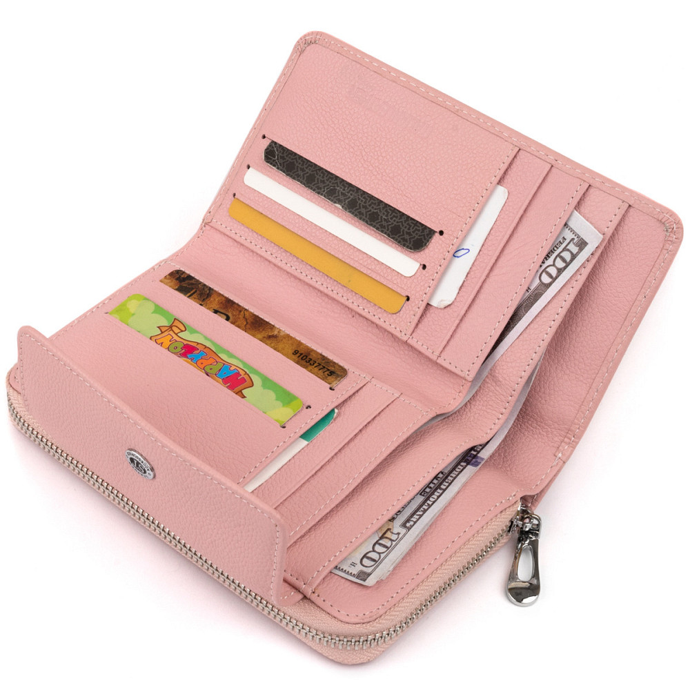 Гаманець зі шкіри на клямці ST Leather 19344 Рожевий Київ - фото 3