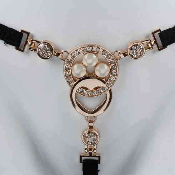 Еротичні трусики з намистом чорні - розмір універсальний (на резинці) Київ