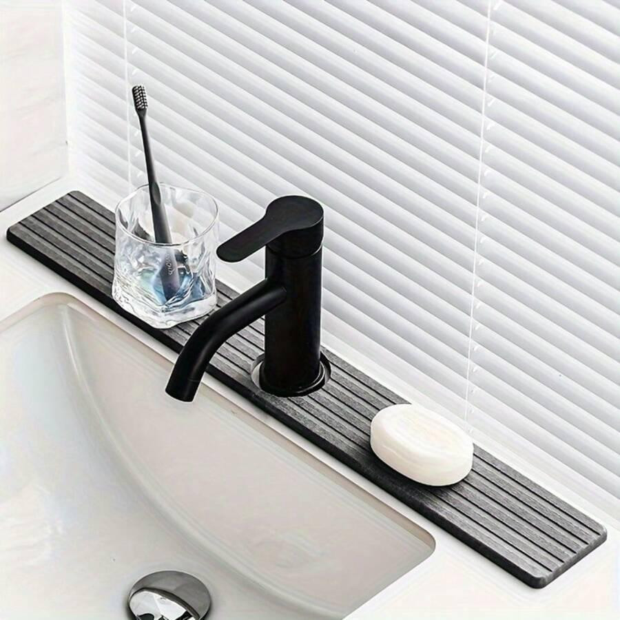 Коврик-накладка для смесителя на раковину в кухню или ванную комнату,каменный,диатомитовый,цвет тёмно-серый Каменец-Подольский - изображение 3