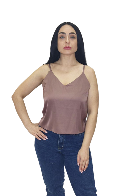 Шелковая майка на тонких бретельках Какао XL/2XL Харьков - изображение 2