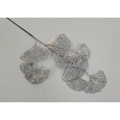 Декоративная ветвь YES! Fun Лист Гинкго 62 см, серебро, глиттер (973882) Винница - изображение 1