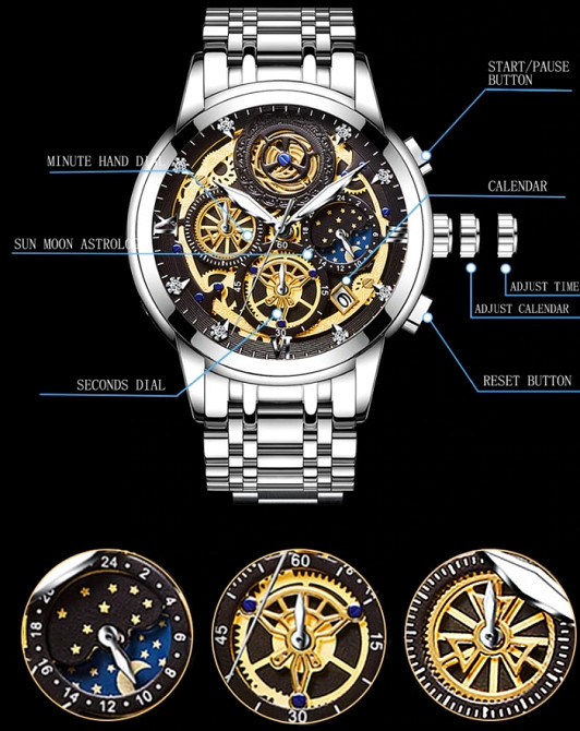 Часы мужские наручные WishDoIt Baks Premium Leather (2 ремешка) Киев - изображение 6