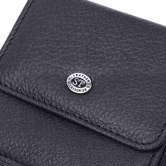 Компактный женский кошелек с карманом для монет из натуральной кожи ST Leather 22690 Черный Киев