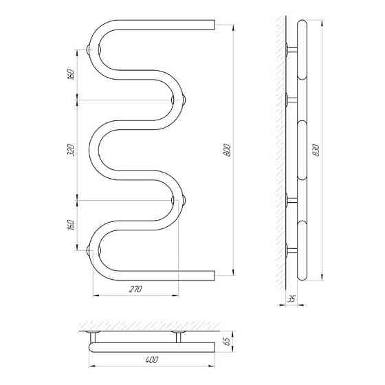 Сушарка для рушників Laris Змійовик 30 РС5 400 Х 800 1/2" Київ