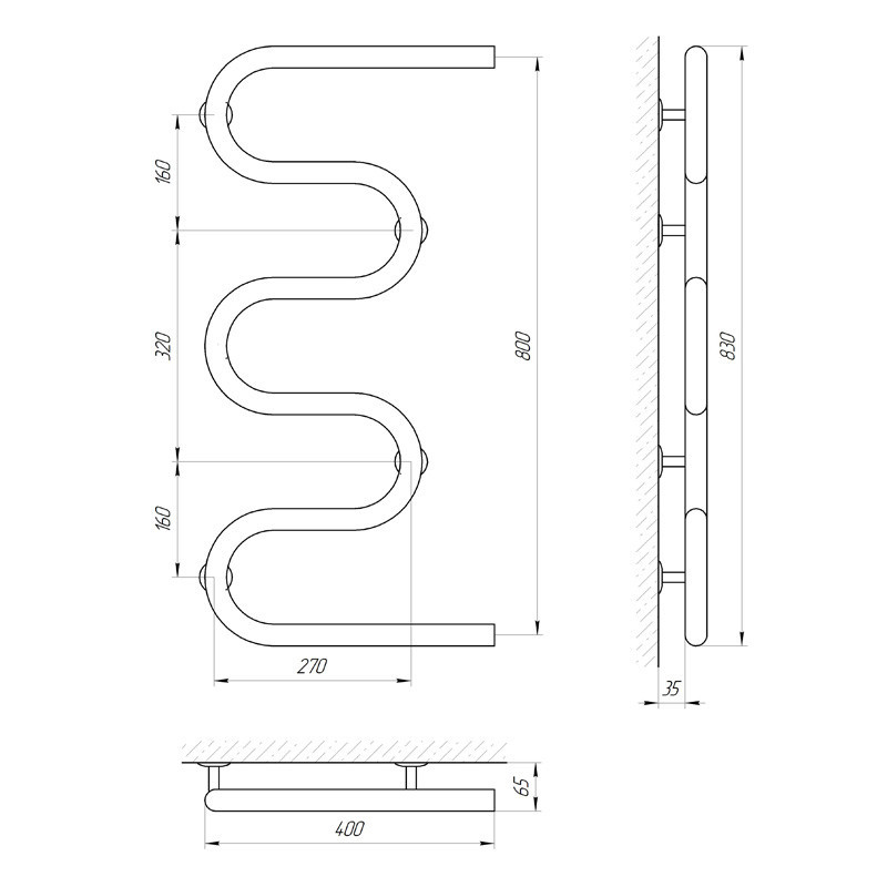 Сушарка для рушників Laris Змійовик 30 РС5 400 Х 800 1/2" Київ - фото 5