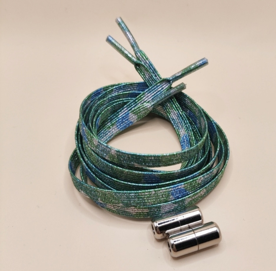 Шнурки эластичные глиттерные с цилиндрической застежкой Зеленый Смела - изображение 2