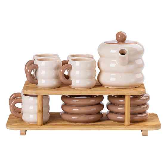 Yiwu Чайний сервіз на 6 персон з 2-ярусною бамбуковою підставкою HP-15-20 Киев