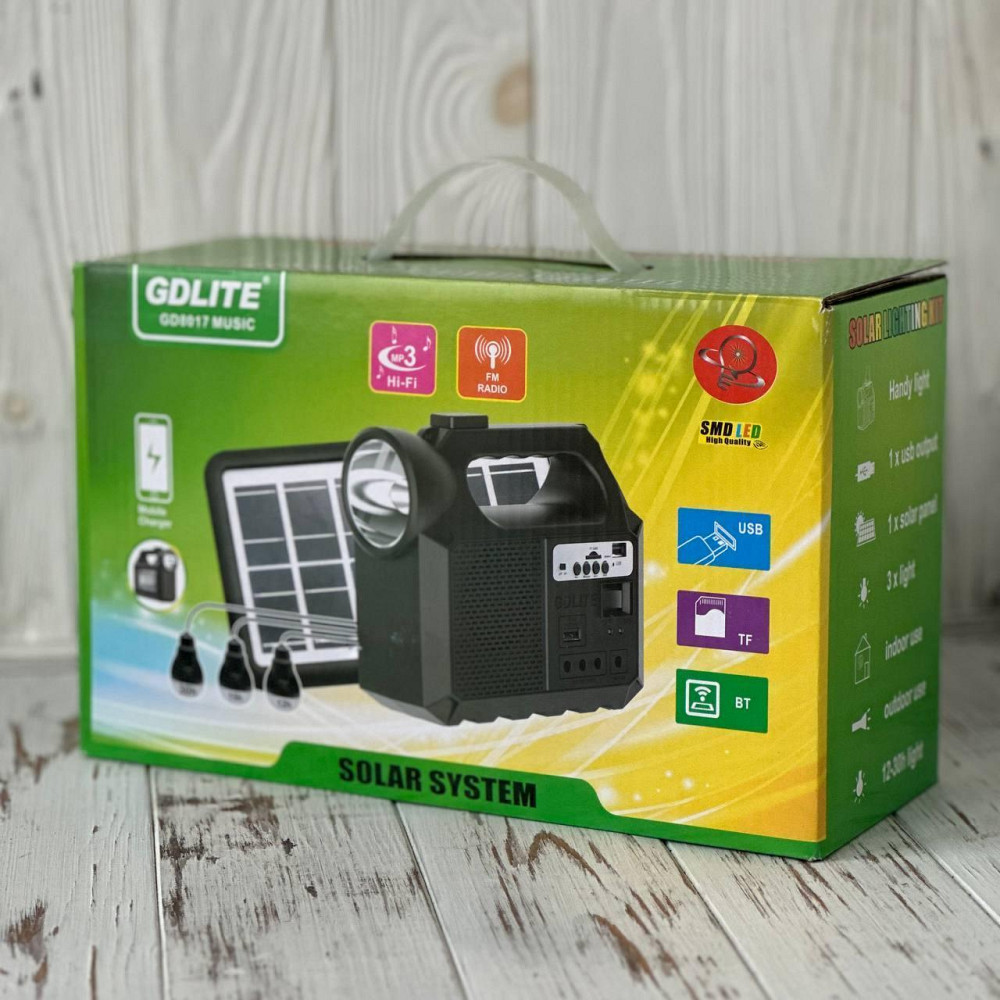 Зарядний пристрій і освітлювальна станція на сонячній батареї GDLite GD-8017 MUSIC з радіо і MP3 Чернівці - фото 7