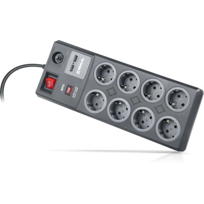 Сетевой фильтр питания REAL-EL RS-8F USB CHARGE 3m, black (EL122300004) Винница - изображение 10