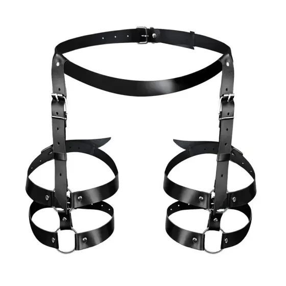 Шкіряні гартери Art of Sex - Melani Leather garters, Чорні L-2XL Львов