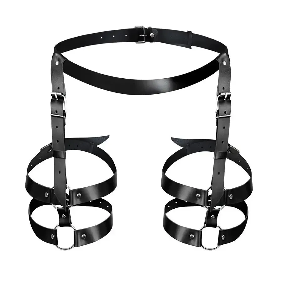 Шкіряні гартери Art of Sex - Melani Leather garters, Чорні L-2XL Львов - изображение 1