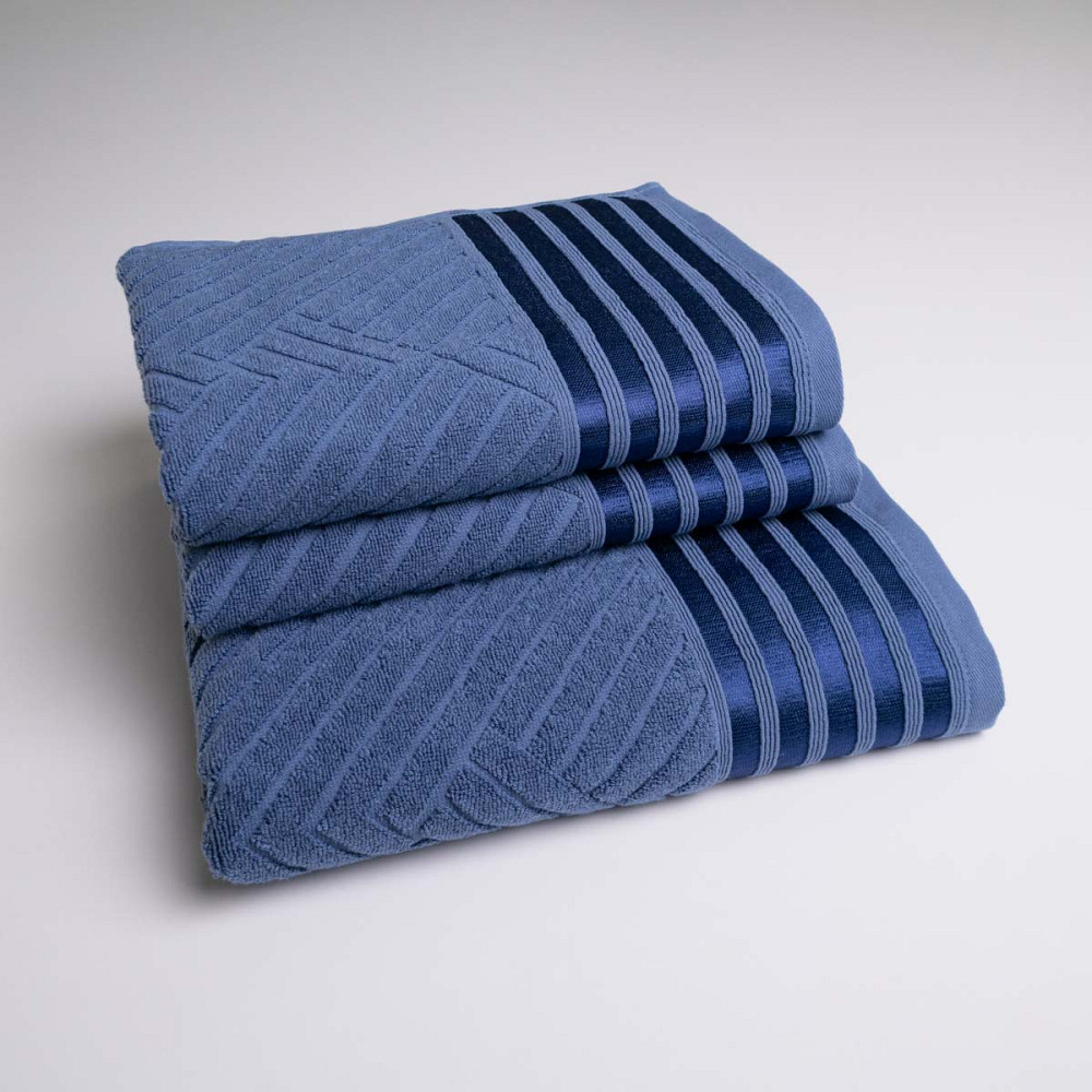 Набор махровых полотенец SOFT 3шт GM Textile 50х90см, 50х90см, 70х140см 500г/м2 (Синий) Сумы - изображение 1