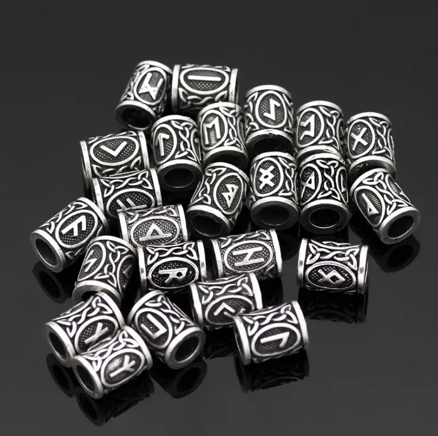Скандинавські металеві намистини шарми " Руни вікінгів " в мішечку. Комплект 24 шт., колір срібний. Київ - фото 3