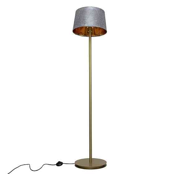 Торшер MSK Electric с серым плафоном из ткани под лампу  Е27 с золотым основанием NL 3621 GD+GR Одесса