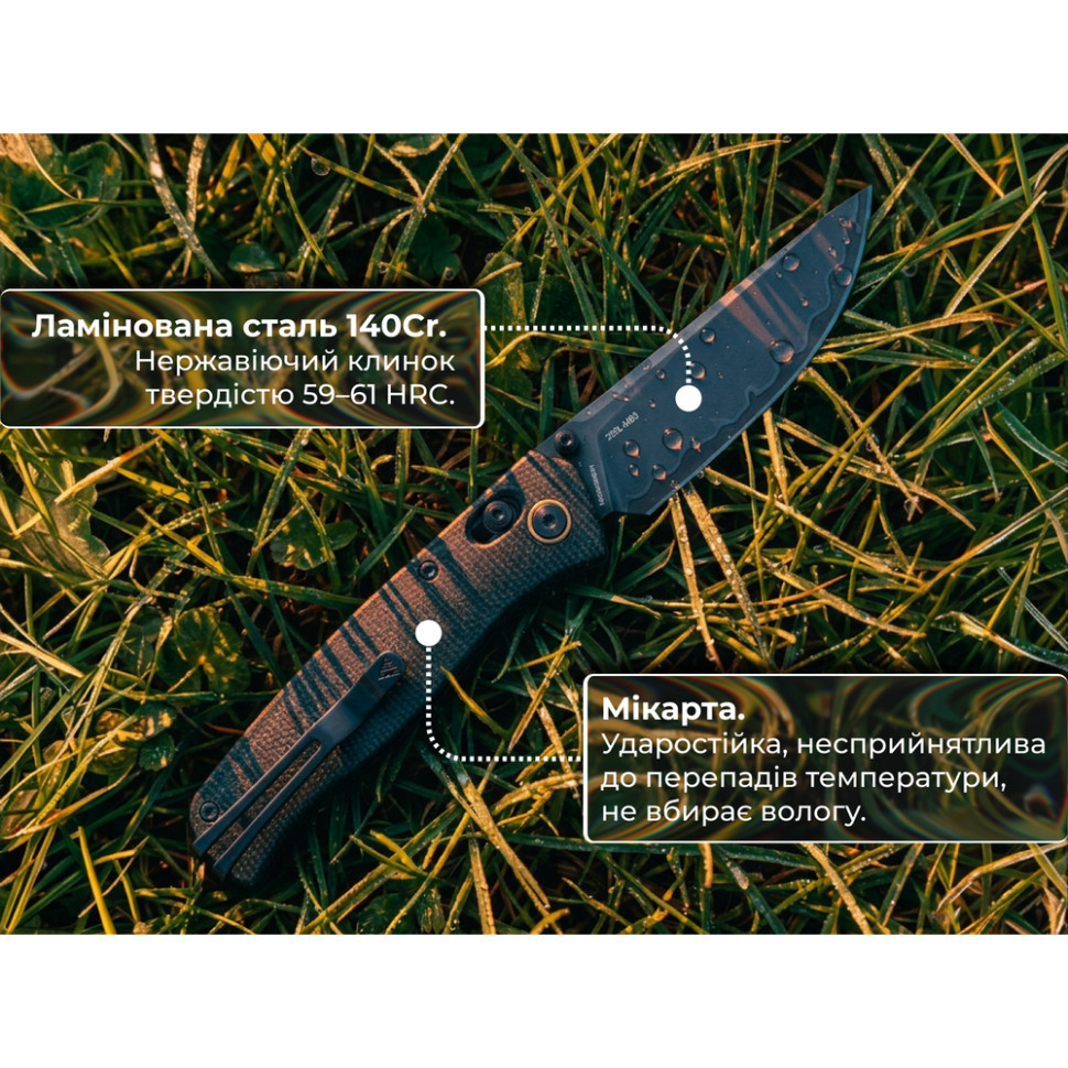 Ніж складаний туристичний SRM Medal 255L-MB3 (8.2 см) 140Cr / Micarta чорний Київ - фото 11
