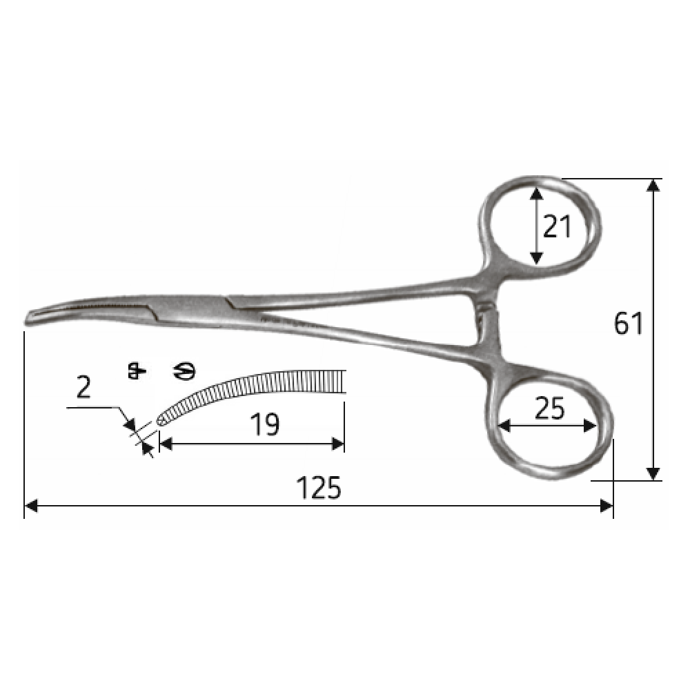 Зажим сосудистый Halsted-Mosquito, изогнутый, 12,5 см, зубчатый, J-17-024 Днепр - изображение 2